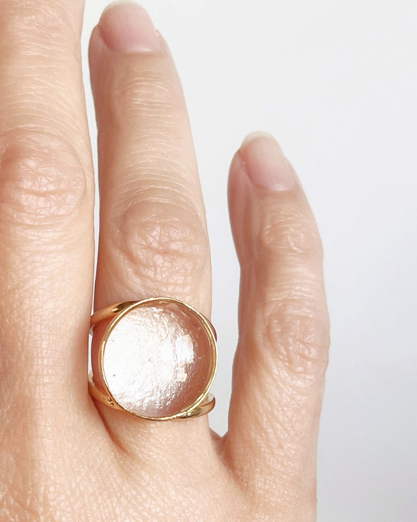 Bague Liaison – or vermeil & verre transparent