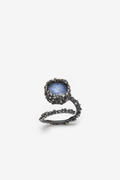 Aurélia ring – oxidized silver & iridescent glass