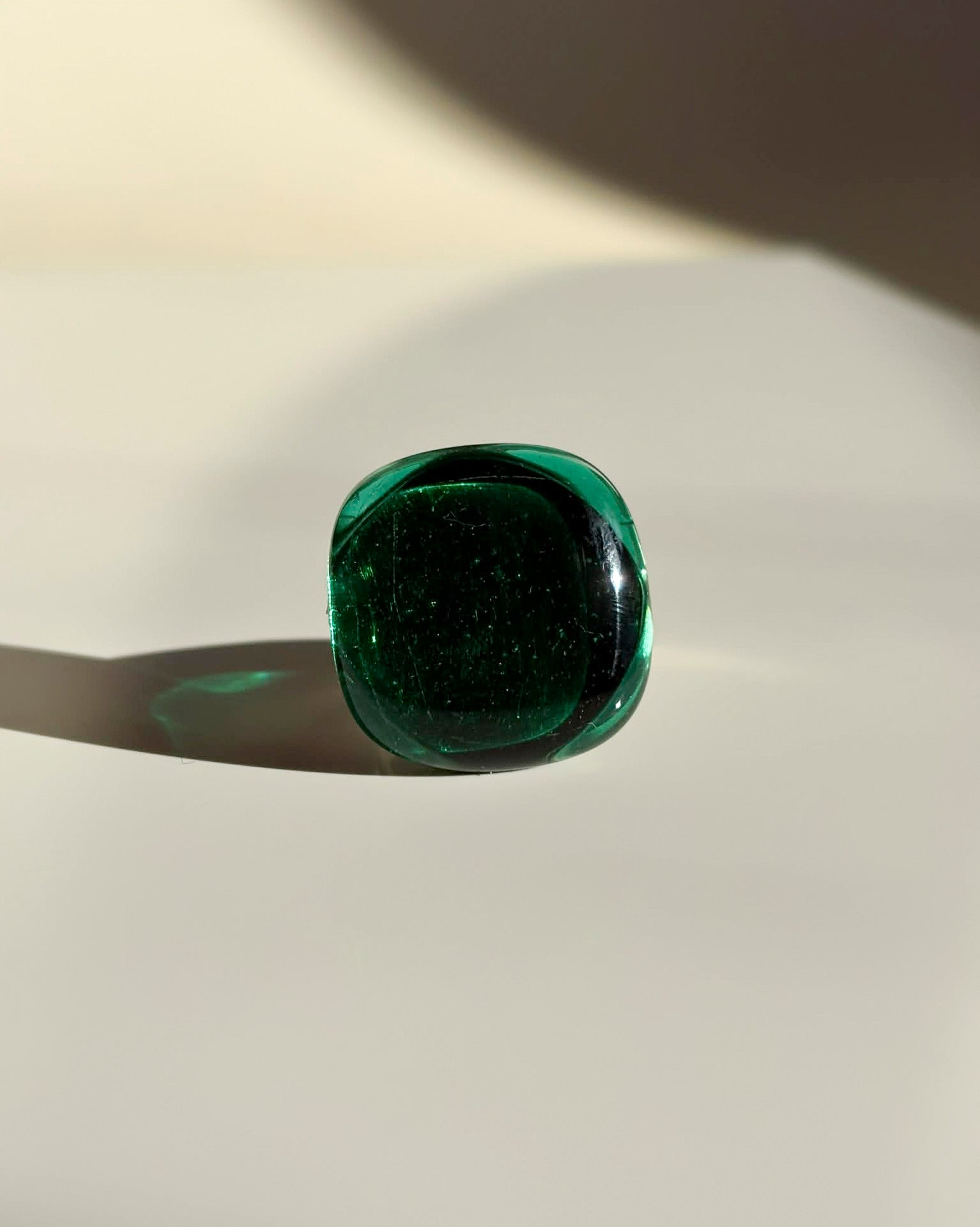 Bague Pastille vert émeraude – Verre fusionné & argent sterling