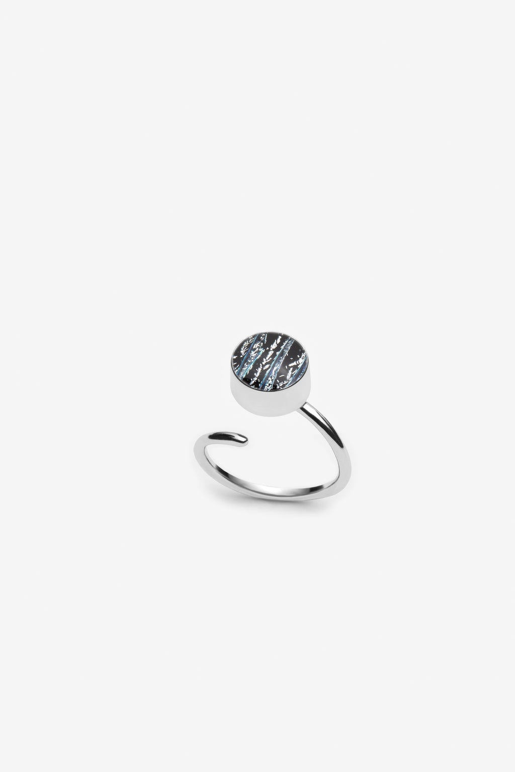 Glints Ring – black & silver sparkling glass