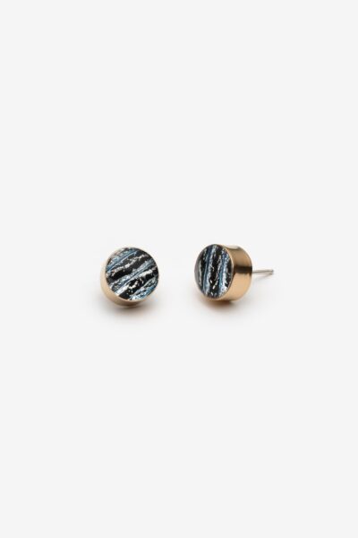 Boucles d’oreilles en verre scintillant noir et vermeil – MÉLA par Mélanie Laplante