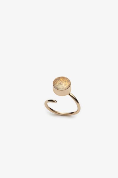 Bague spirale or vermeil et verre scintillant doré– MÉLA par Mélanie Laplante